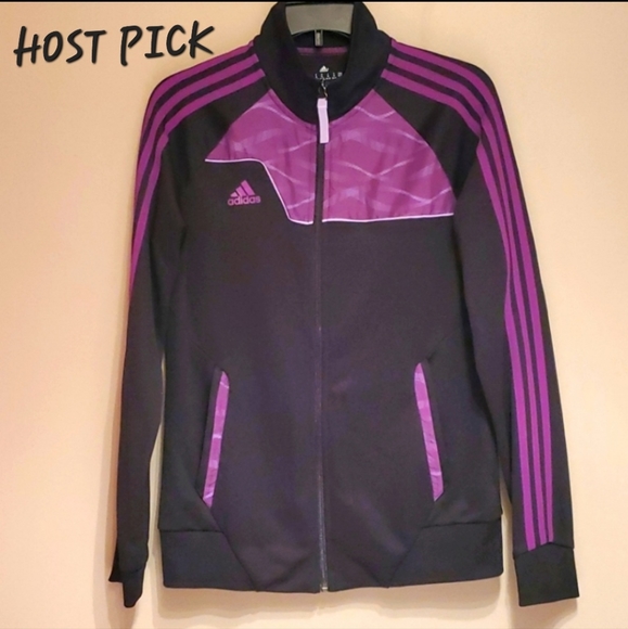 adidas Jackets & Blazers - Adidas purple striped zip jacket